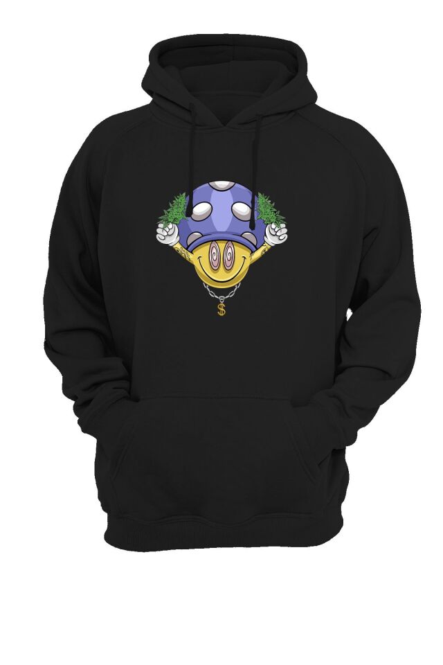 Pacman Baskılı Siyah Sweatshirt