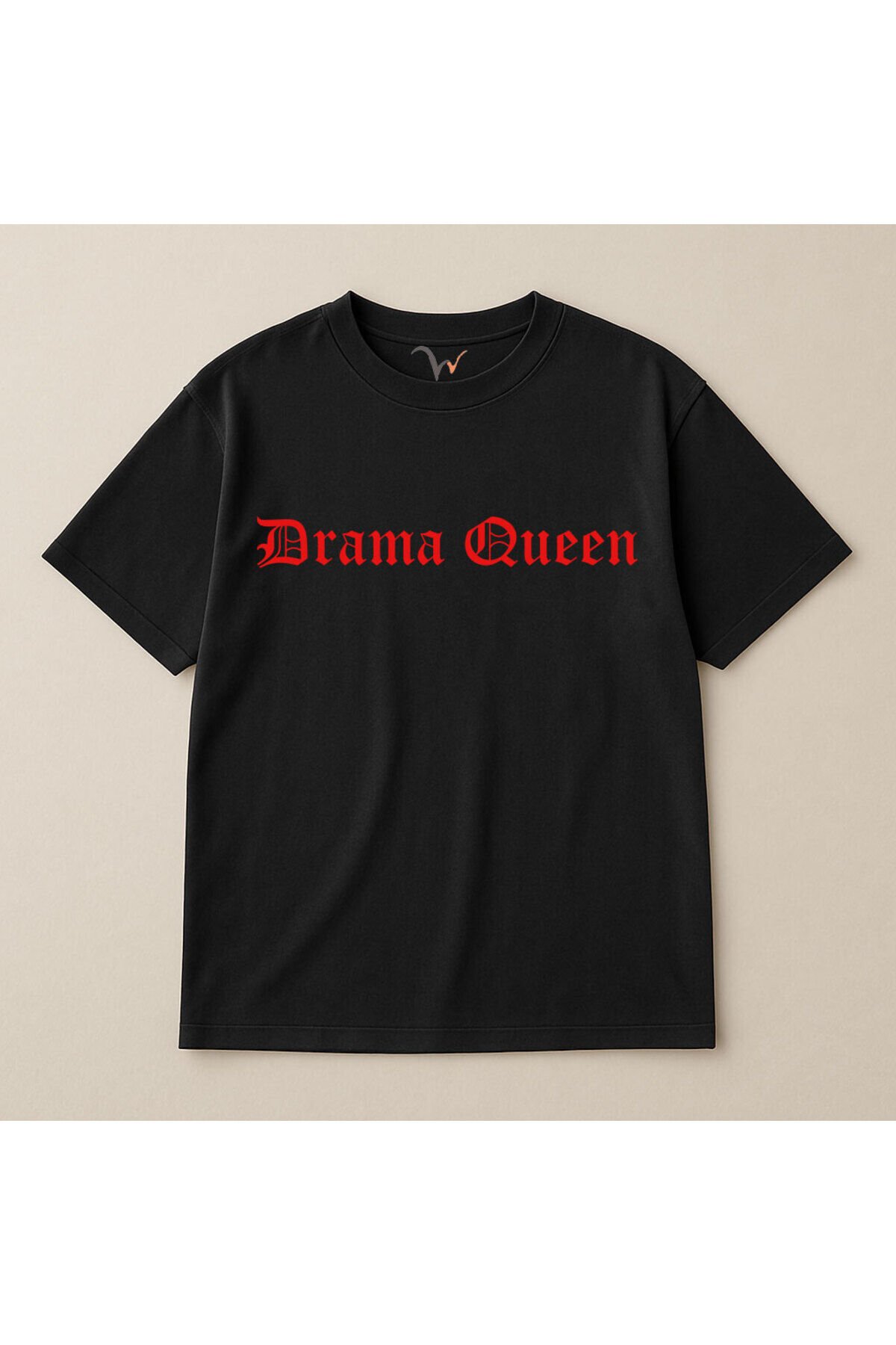 Drama Queen Yazılı %100 Pamuk Oversize Bisiklet Yaka Unisex T-Shirt Siyah - XS