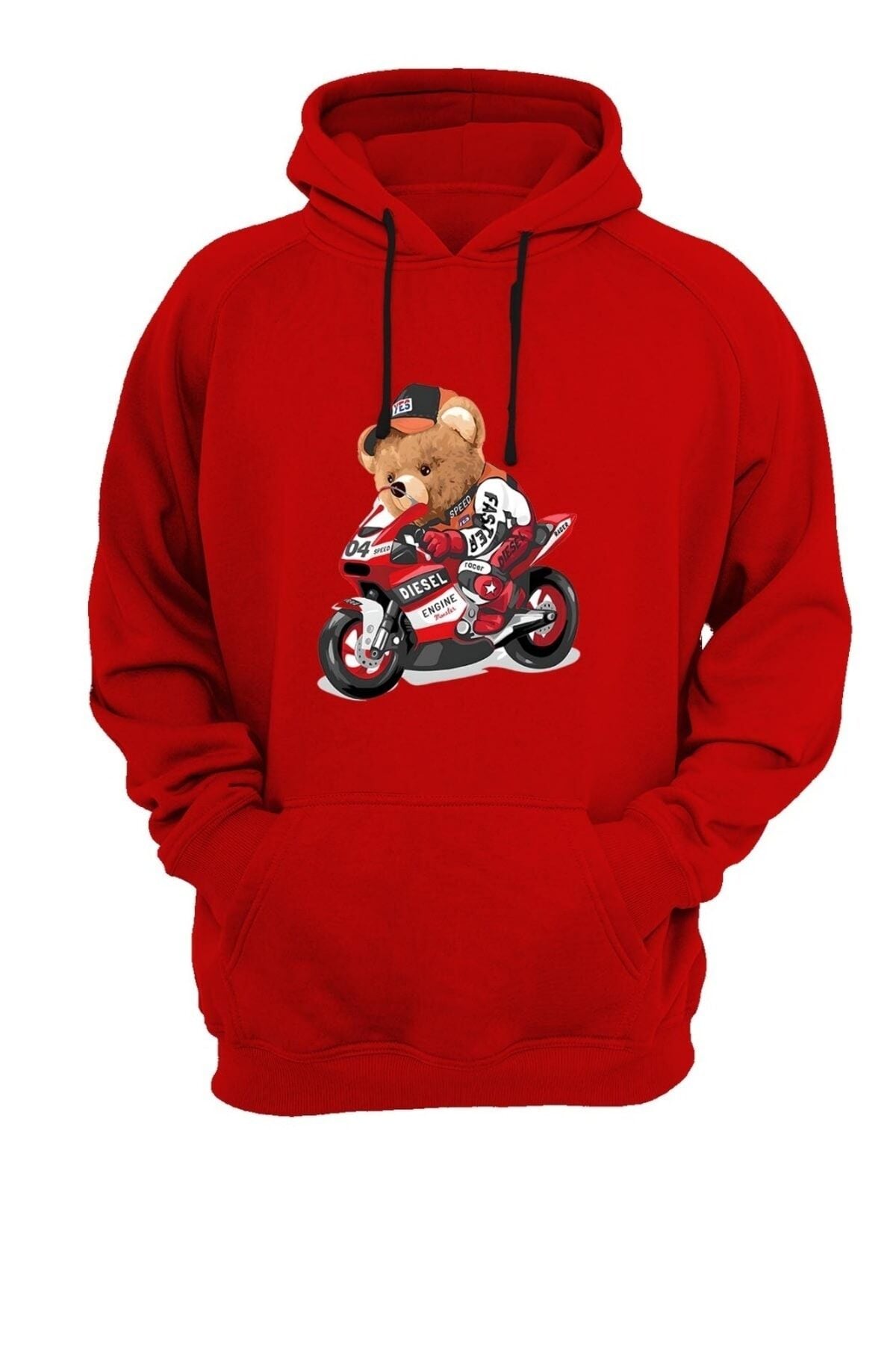 Ayıcık Baskılı Kırmızı Sweatshirt