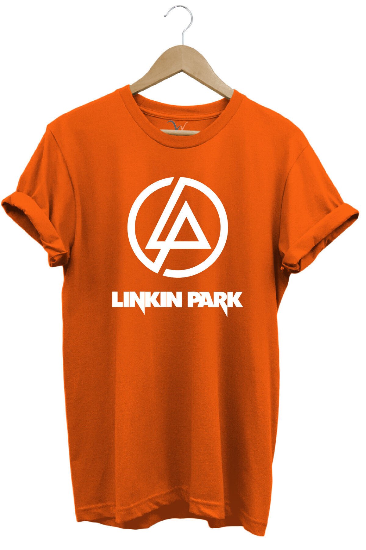 Rock Metal Müzik Grubu Linkin Park Baskılı %100 Pamuk Basic Regular Fit Bisiklet Yaka T-shirt Turuncu - XL