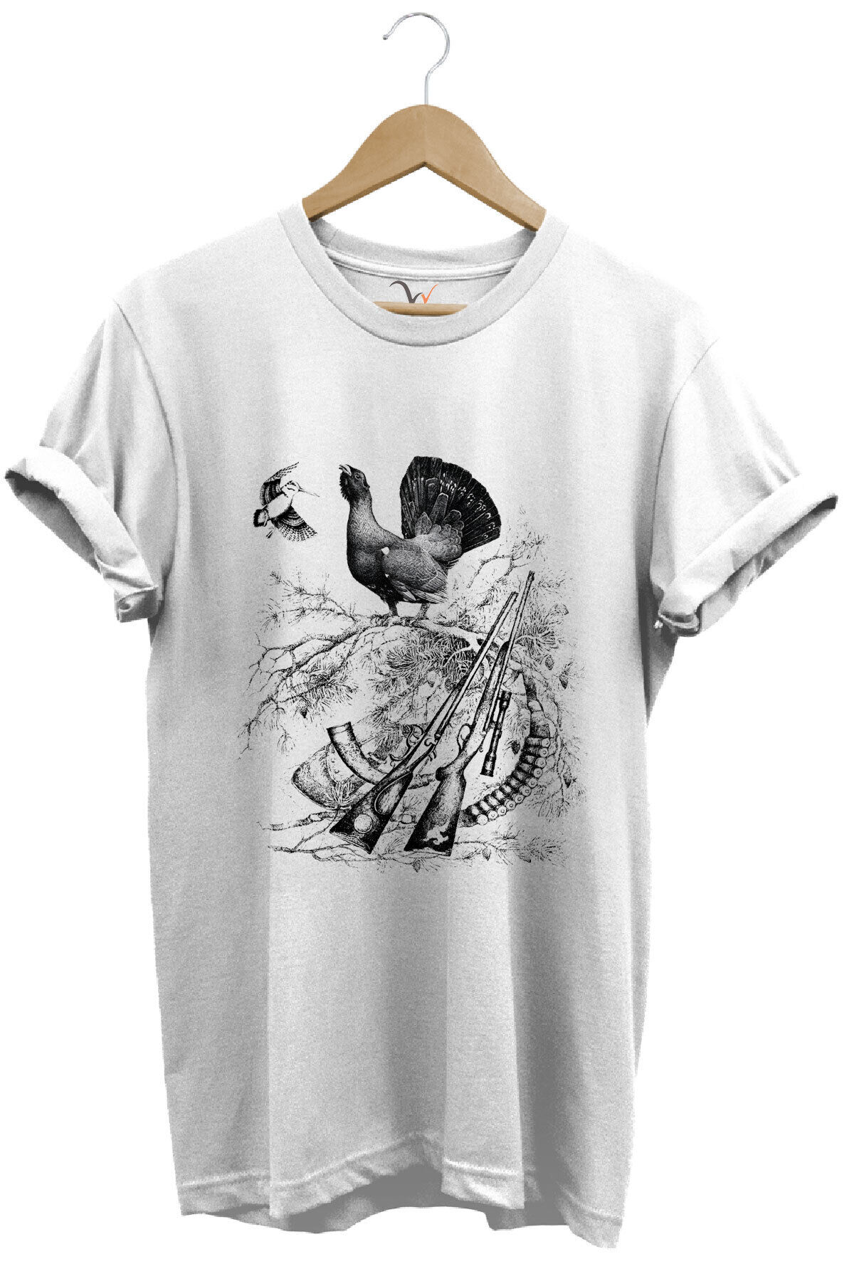 Avcılık Hunter Keklik Kuşu ve Orman Tavuğu Baskılı Vahşi Yaşam Doğa Regular Fit %100 Pamuk T-Shirt Beyaz - 2XL