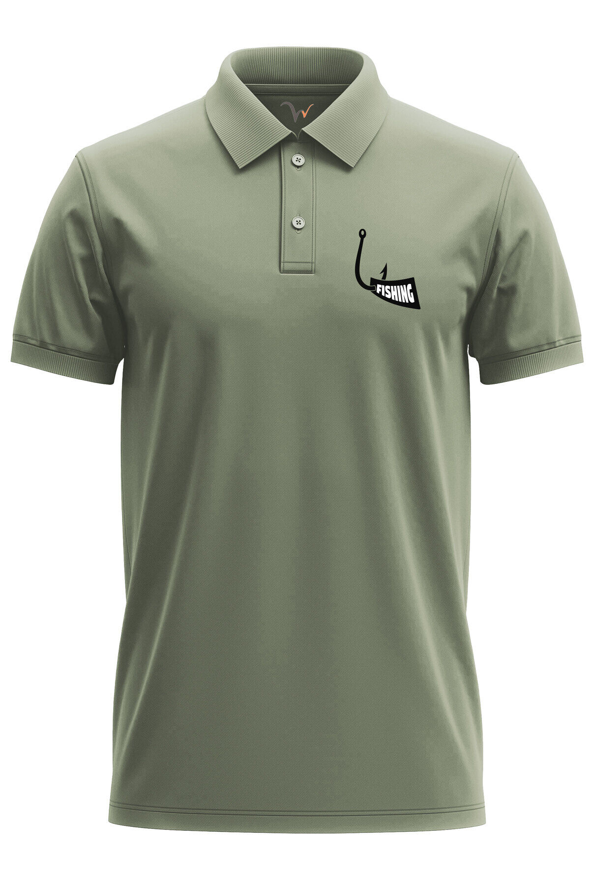 Avcılık Fishing Balıkçı Kanca Baskılı %100 Pamuk Regular Fit Polo Yaka Kırmızı T-shirt Haki - 3XL