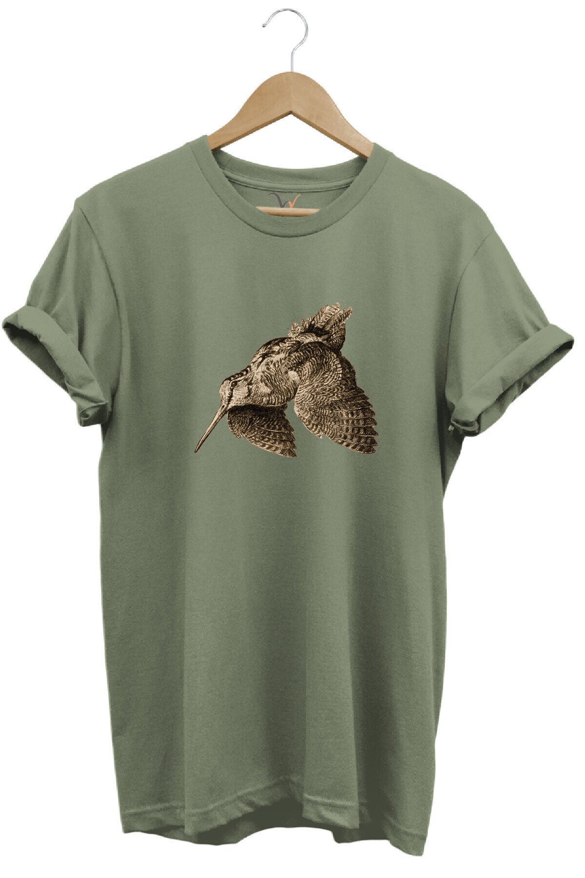 Avcılık Hunting Keklik Kuşu Baskılı %100 Pamuk Regular Fit Bisiklet Yaka T-shirt Haki - 2XL
