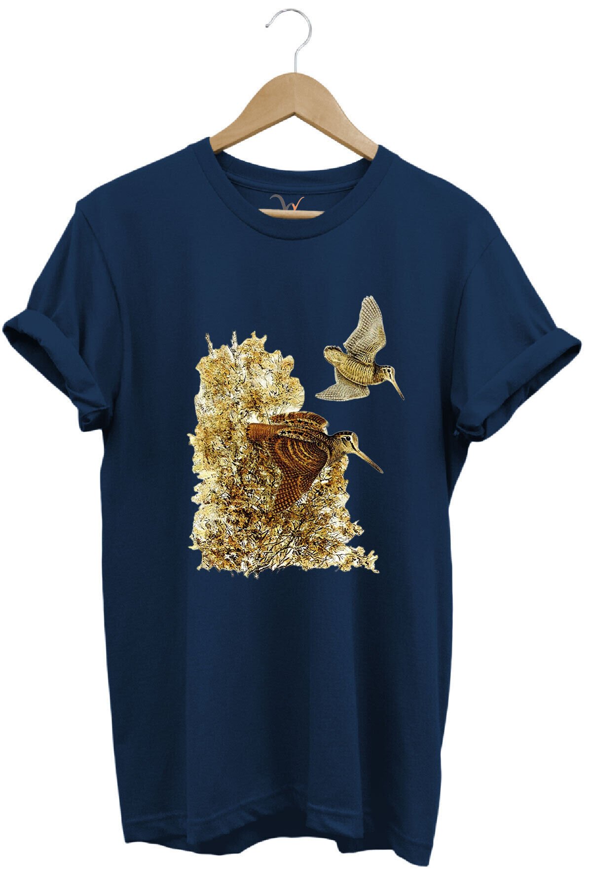 Hunter Avcılık Çulluk Avcılığı Vahşi Yaşam Baskılı Regular Fit %100 Pamuk Lacivert T-shirt