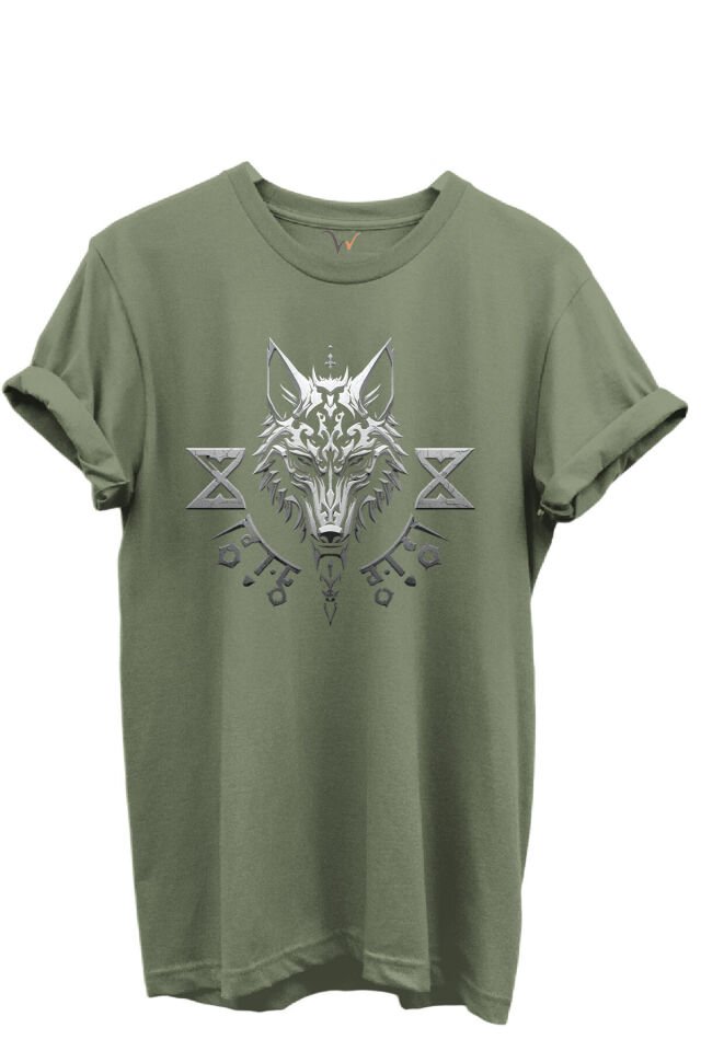 KURT ve TÜRK Özel Koleksiyon Serisi-1 Tasarım Baskılı %100 Pamuk T-shirt Haki - L