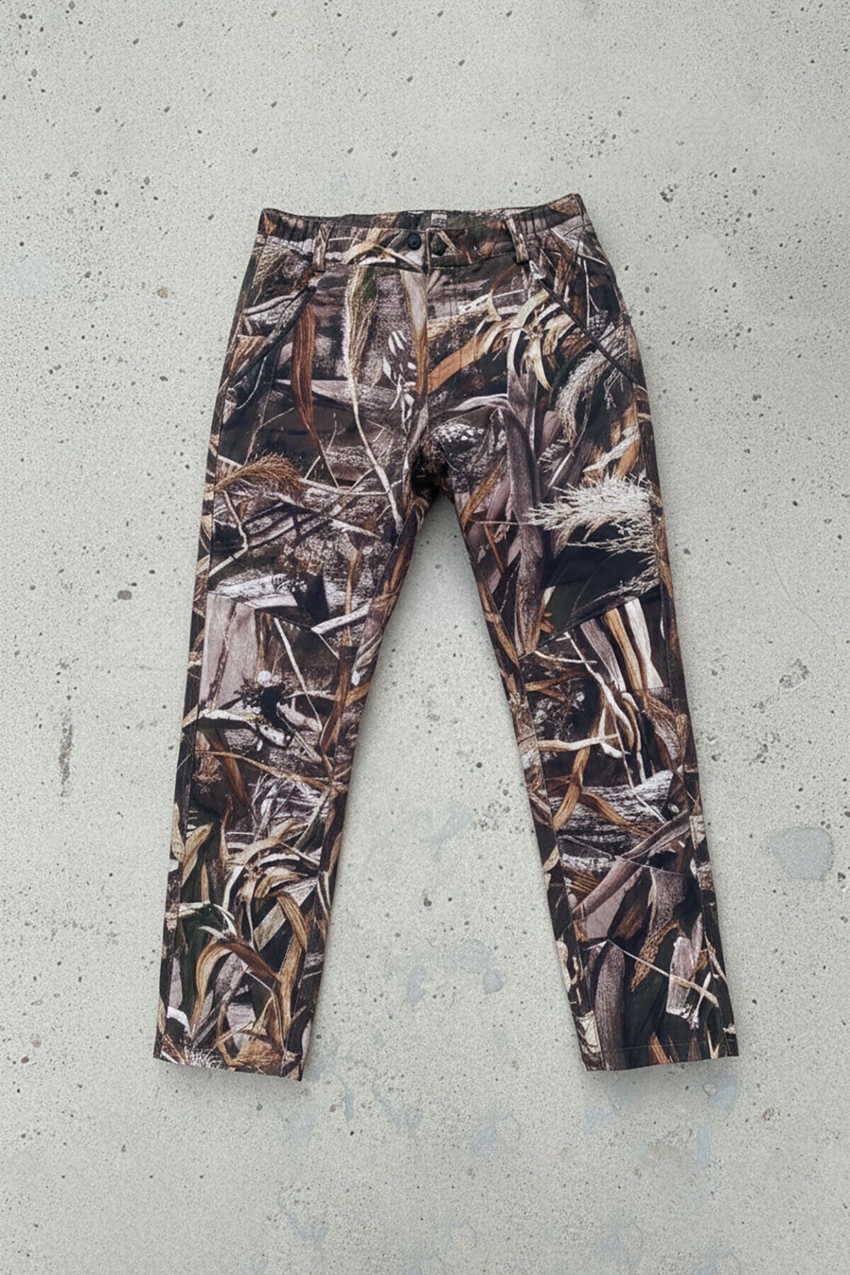 Outdoor Avcılık Kamuflaj Saz Desenli Softshel Kar Su Rüzgar Geçirmez Pantolon