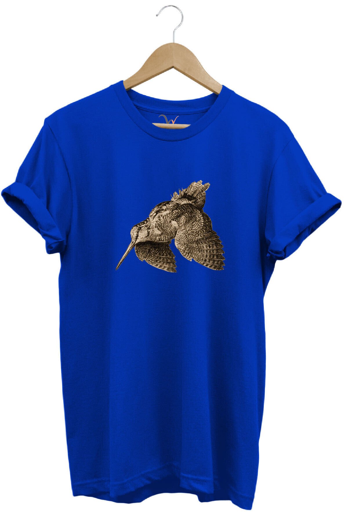 Avcılık Hunting Keklik Kuşu Baskılı %100 Pamuk Regular Fit Bisiklet Yaka T-shirt Mavi - S