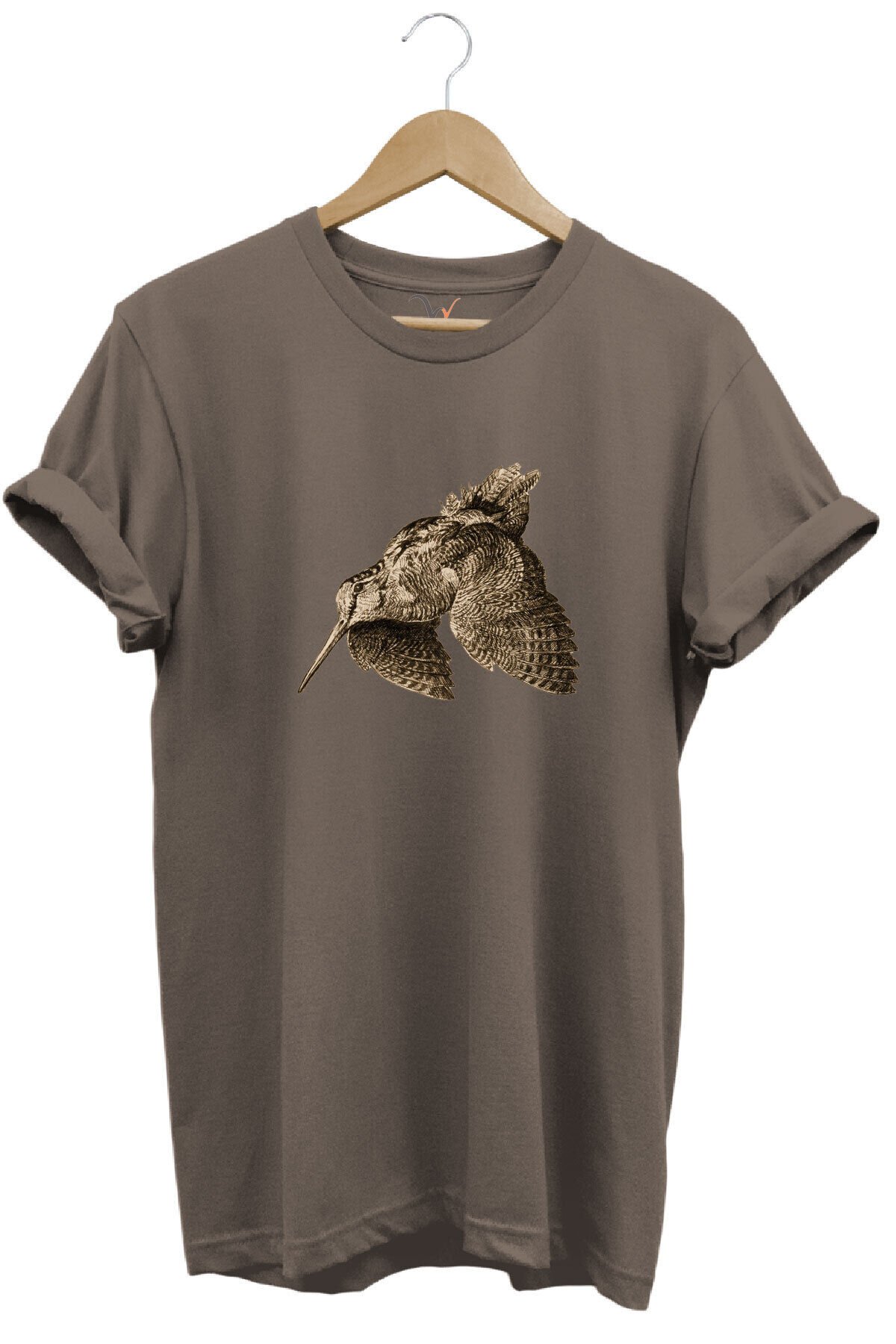 Avcılık Hunting Keklik Kuşu Baskılı %100 Pamuk Regular Fit Bisiklet Yaka T-shirt Kahverengi - L