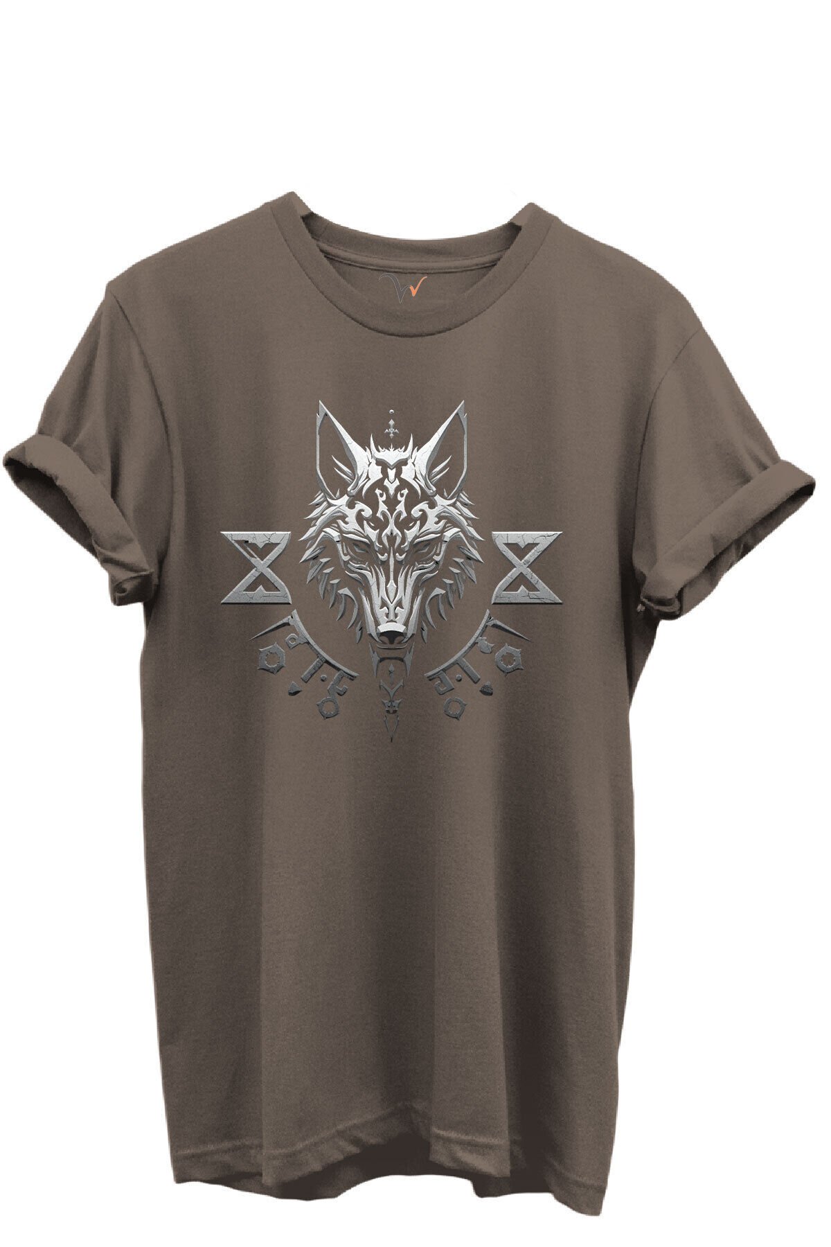 KURT ve TÜRK Özel Koleksiyon Serisi-1 Tasarım Baskılı %100 Pamuk T-shirt Kahverengi - S