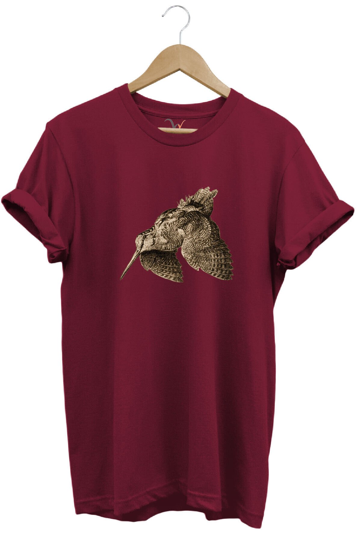 Avcılık Hunting Keklik Kuşu Baskılı %100 Pamuk Regular Fit Bisiklet Yaka T-shirt Bordo - 2XL
