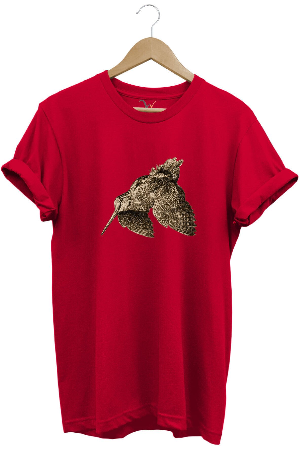 Avcılık Hunting Keklik Kuşu Baskılı %100 Pamuk Regular Fit Bisiklet Yaka T-shirt Kırmızı - 3XL