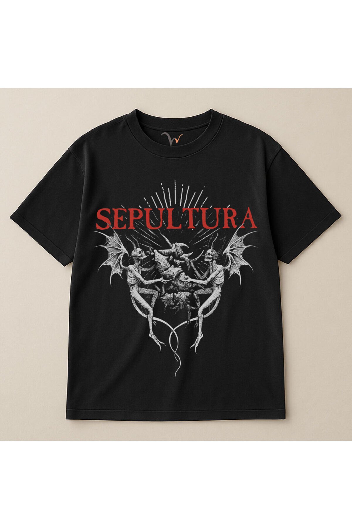 Sepultura Cavalera Metal Rock Brazil Müzik Baskılı %100 Pamuk Oversize Bisiklet Yaka Unisex T-Shirt Siyah - M