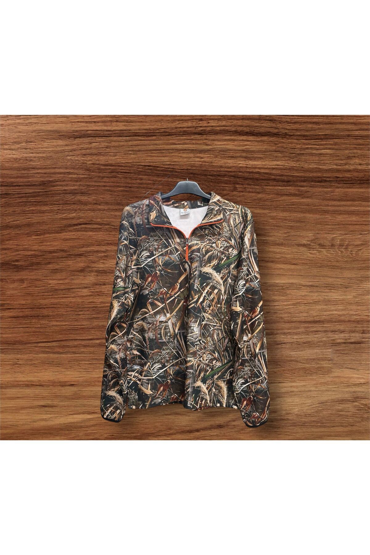 Avcılık 3 İp Şardonlu Saz Desen Baskılı Yarı Fermuar Dik Yaka Orman Desen Kamuflaj Kışlık Sweatshirt