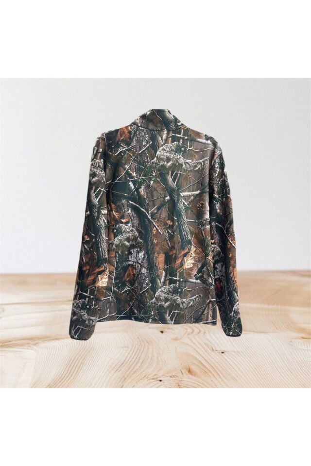 AVCILIK HUNT Orman Desen Çulluk Setter Baskılı Yarı Fermuar Kol Uçları Lastikli Kamuflaj Sweatshirt