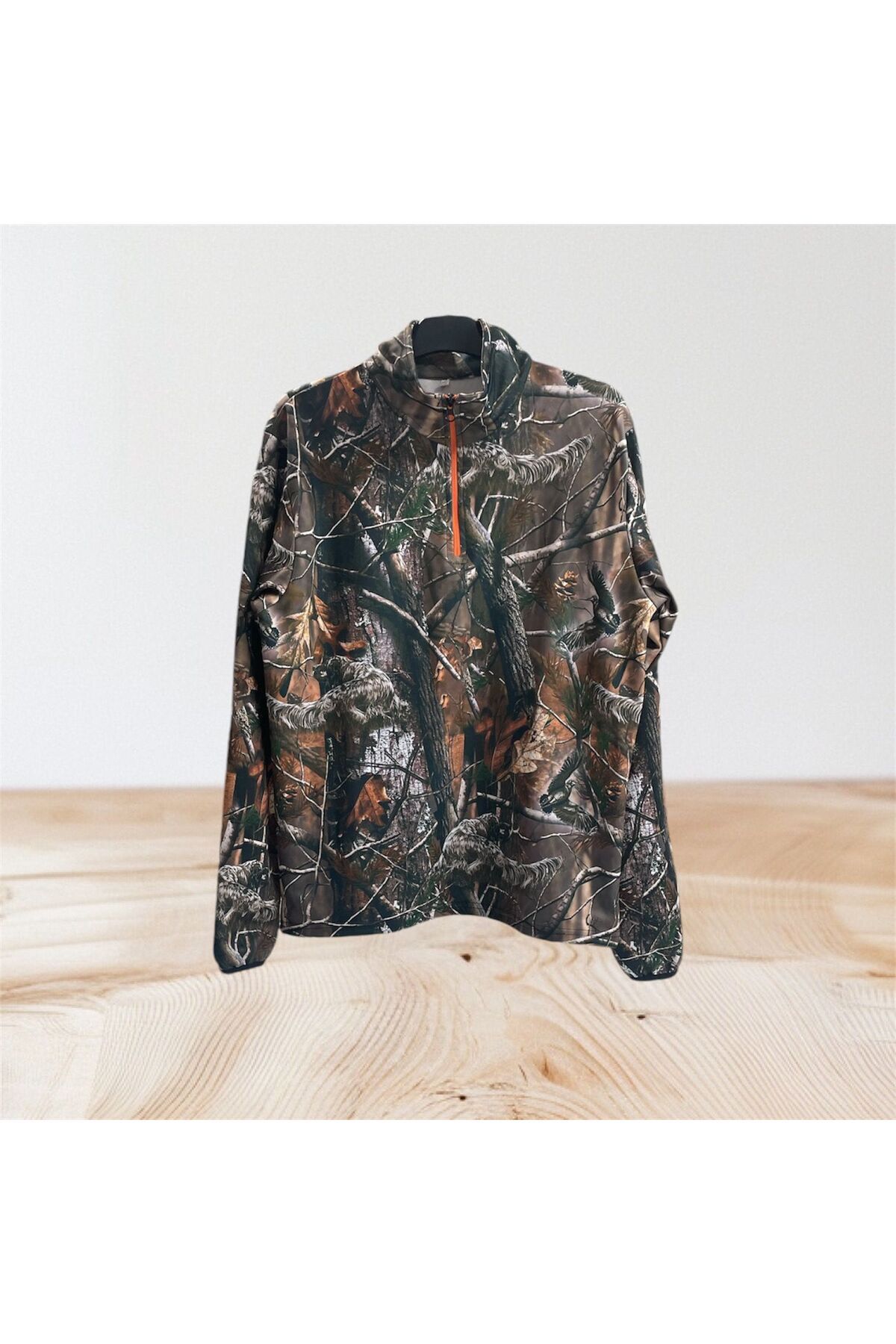 AVCILIK HUNT Orman Desen Çulluk Setter Baskılı Yarı Fermuar Kol Uçları Lastikli Kamuflaj Sweatshirt