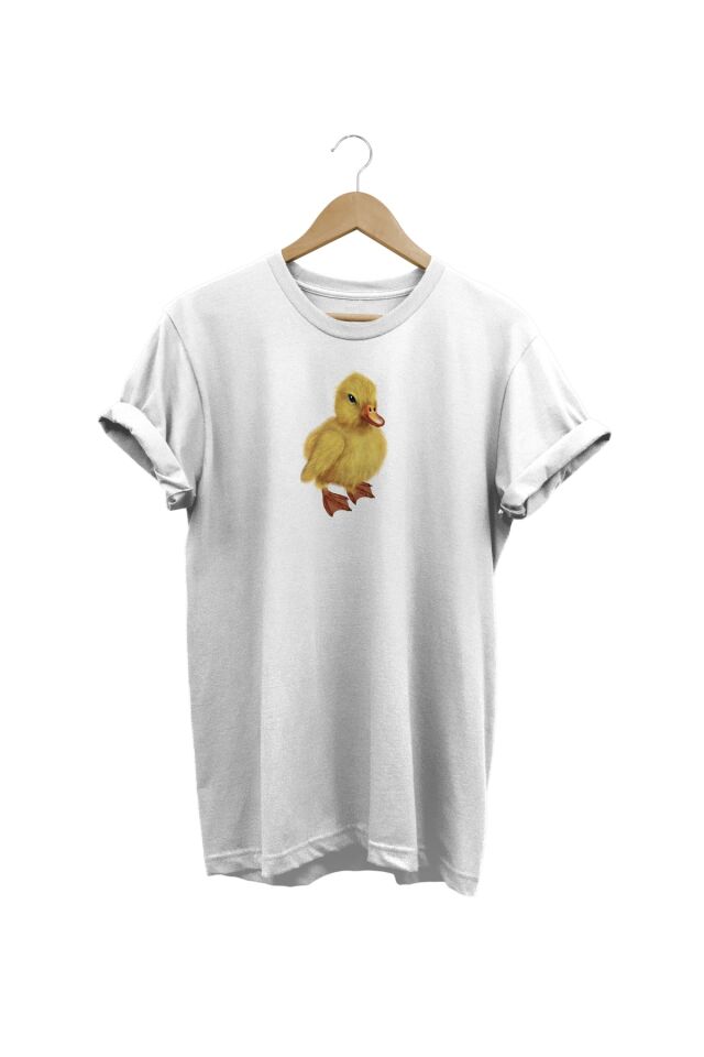 Civciv Baskılı Beyaz T-shirt