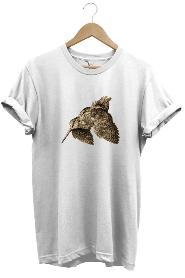 Avcılık Hunting Keklik Kuşu Baskılı %100 Pamuk Regular Fit Bisiklet Yaka T-shirt Beyaz - 3XL