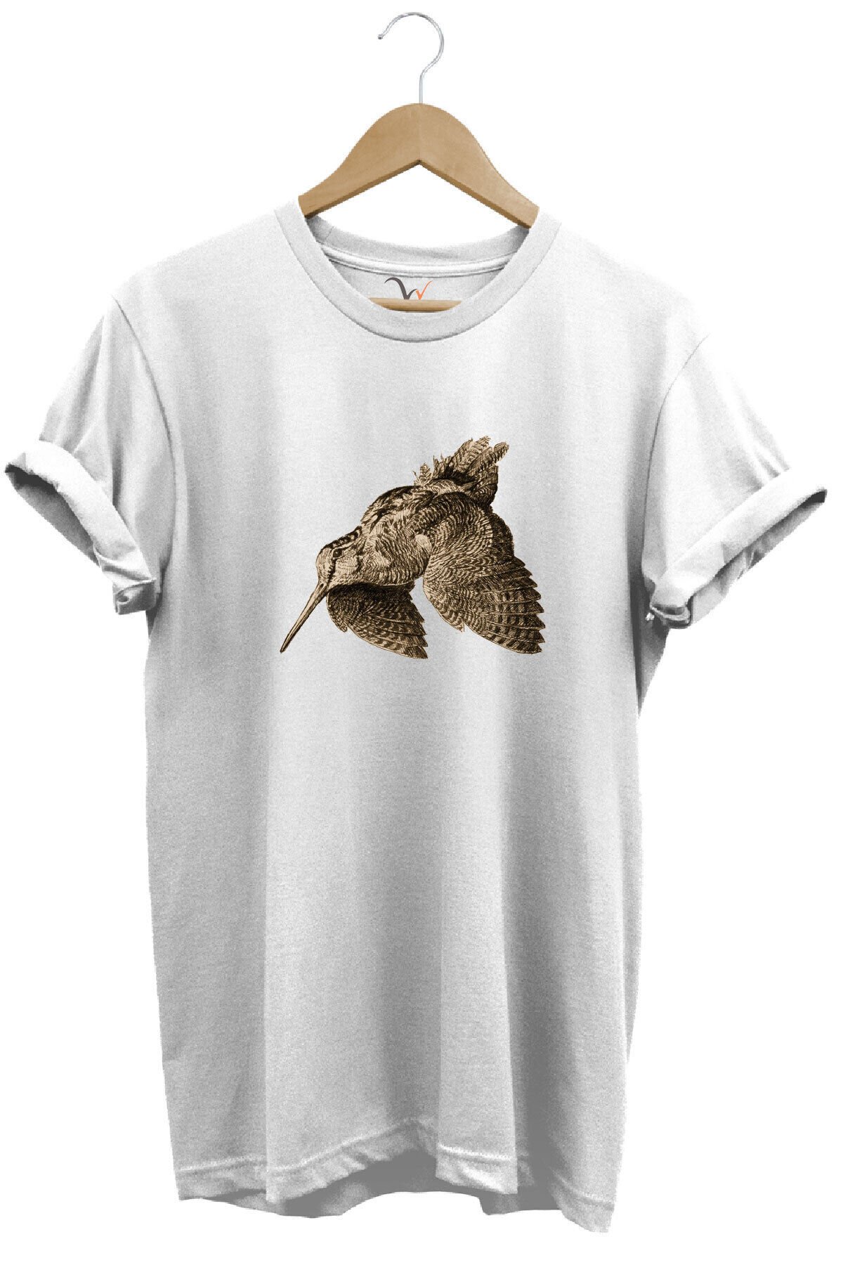 Avcılık Hunting Keklik Kuşu Baskılı %100 Pamuk Regular Fit Bisiklet Yaka T-shirt Beyaz - M