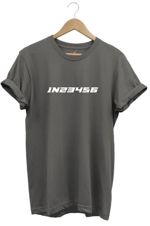 Motorsiklet Vites Geçişleri 1n23456 Şık Cool Motorcu Baskılı Regular Fit Bisiklet Yaka Beyaz T-shirt Gri - XL