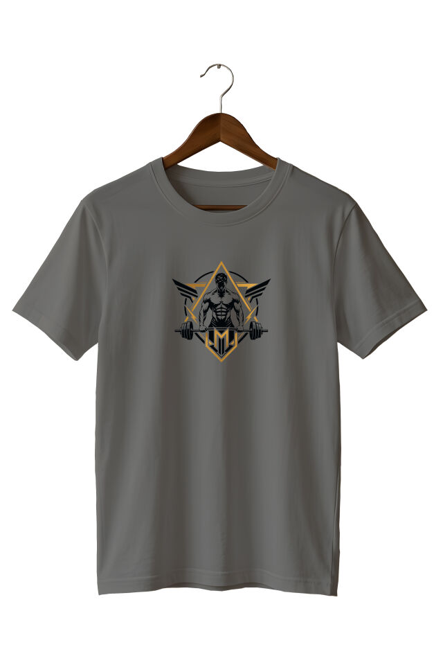 Fitness Gym Baskılı Unisex Bisiklet Yaka Pamuklu T-Shirt