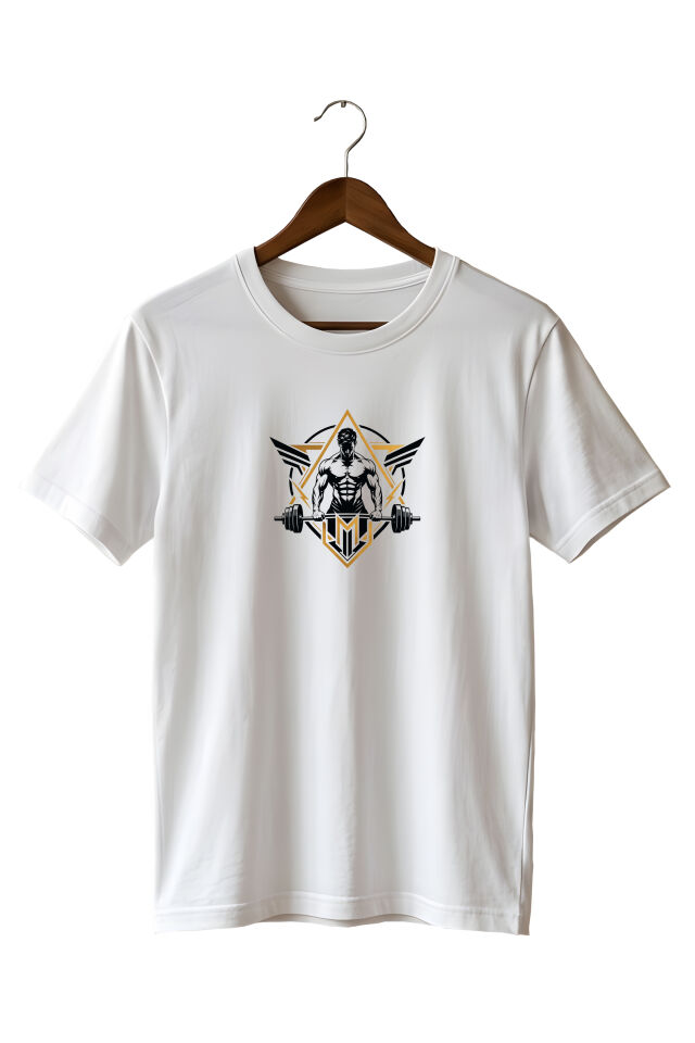 Fitness Gym Baskılı Unisex Bisiklet Yaka Pamuklu T-Shirt