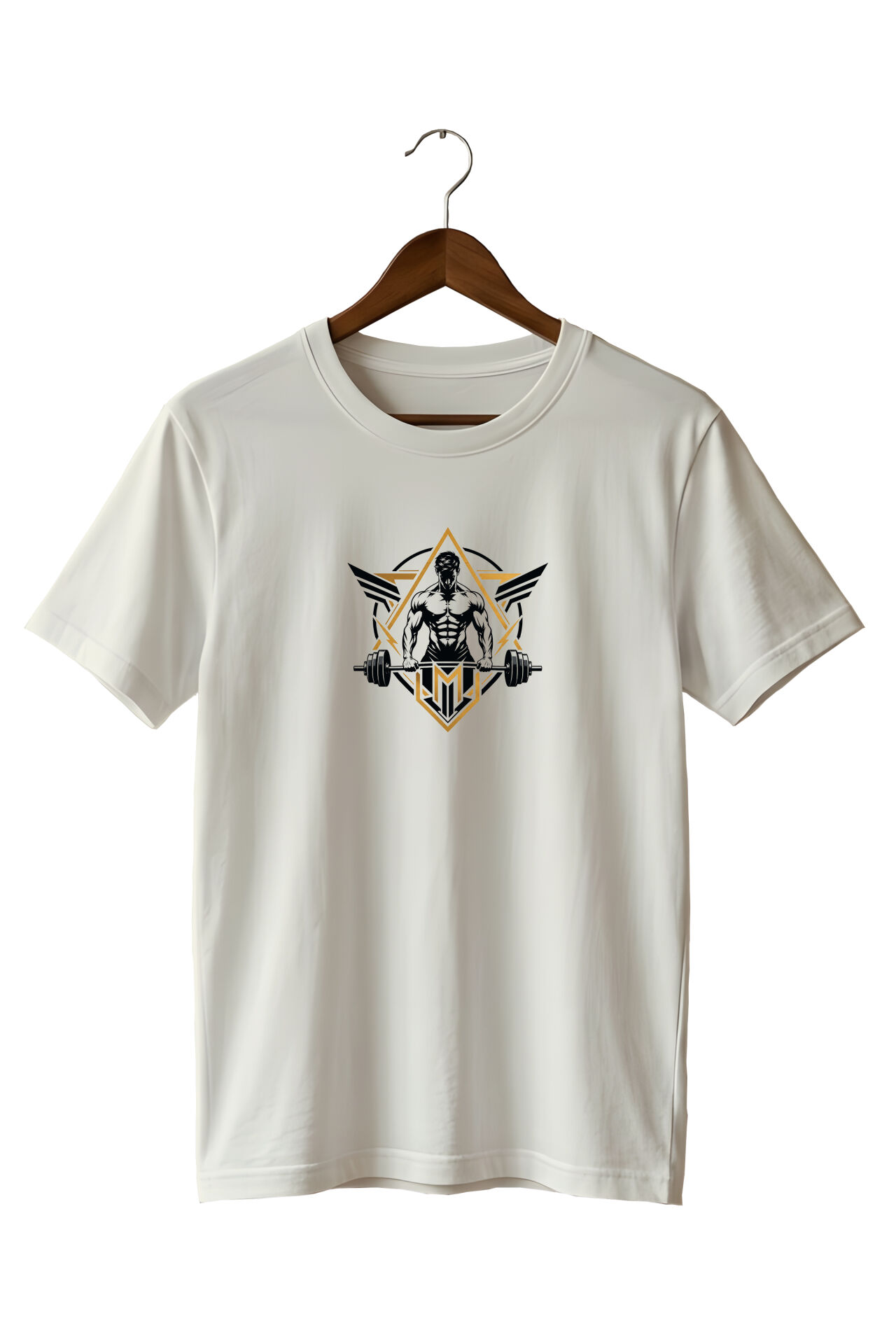 Fitness Gym Baskılı Unisex Bisiklet Yaka Pamuklu T-Shirt