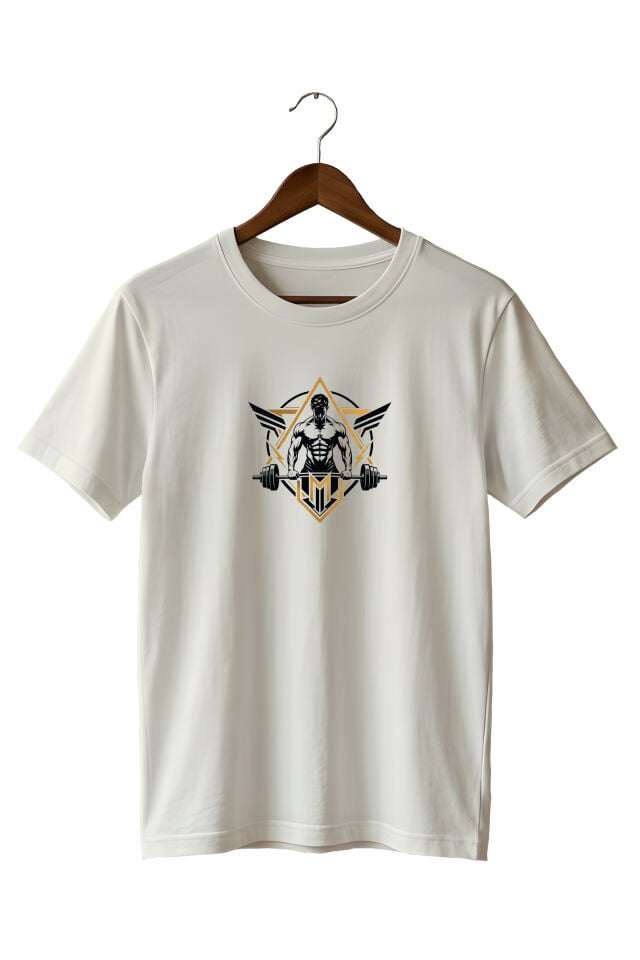 Fitness Gym Baskılı Unisex Bisiklet Yaka Pamuklu T-Shirt