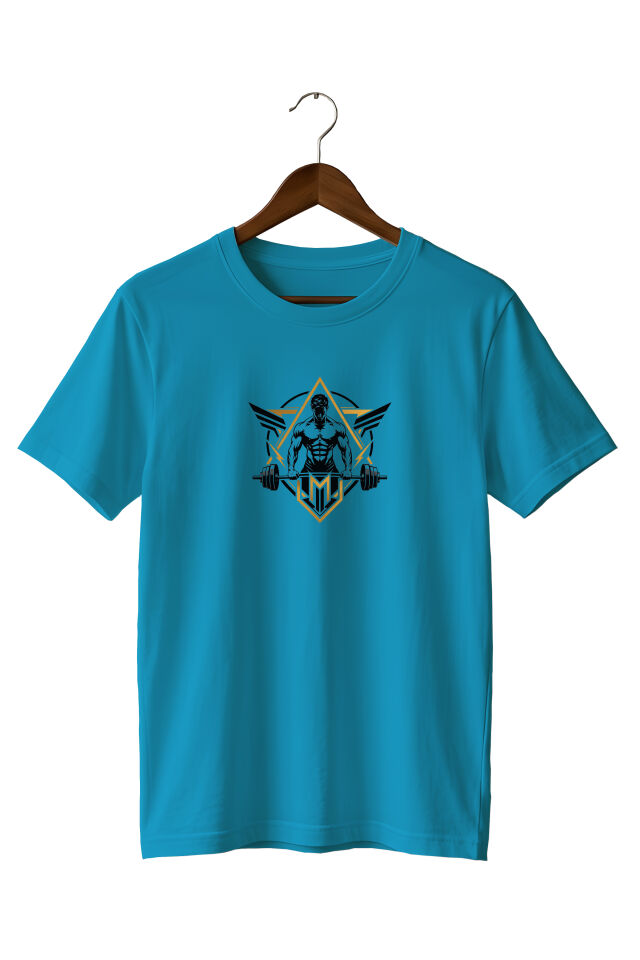 Fitness Gym Baskılı Unisex Bisiklet Yaka Pamuklu T-Shirt