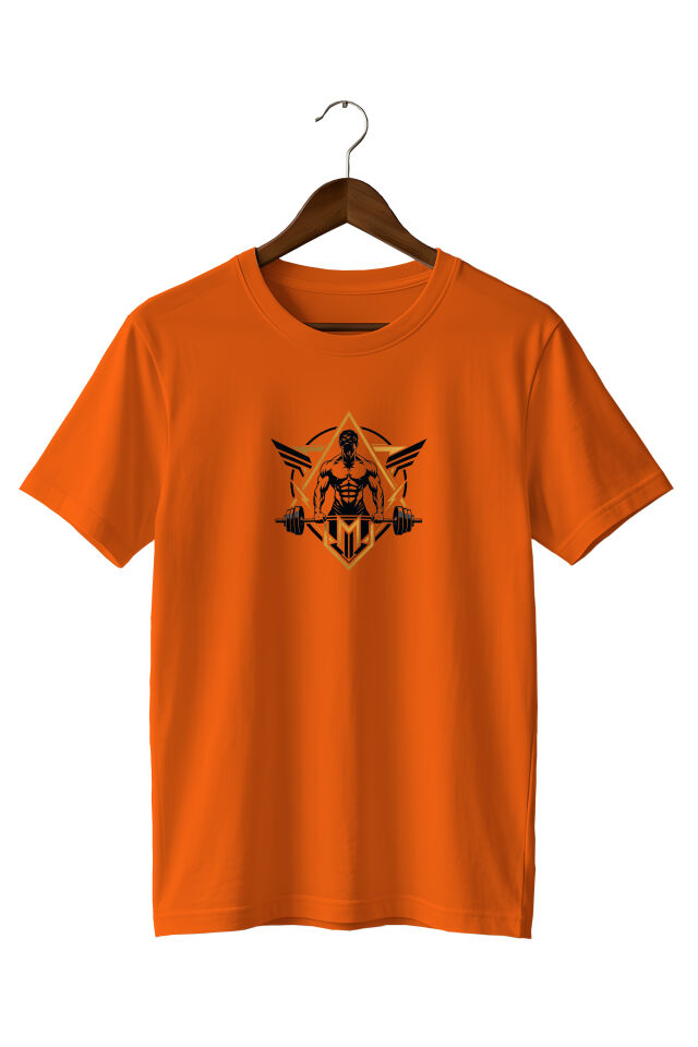 Fitness Gym Baskılı Unisex Bisiklet Yaka Pamuklu T-Shirt