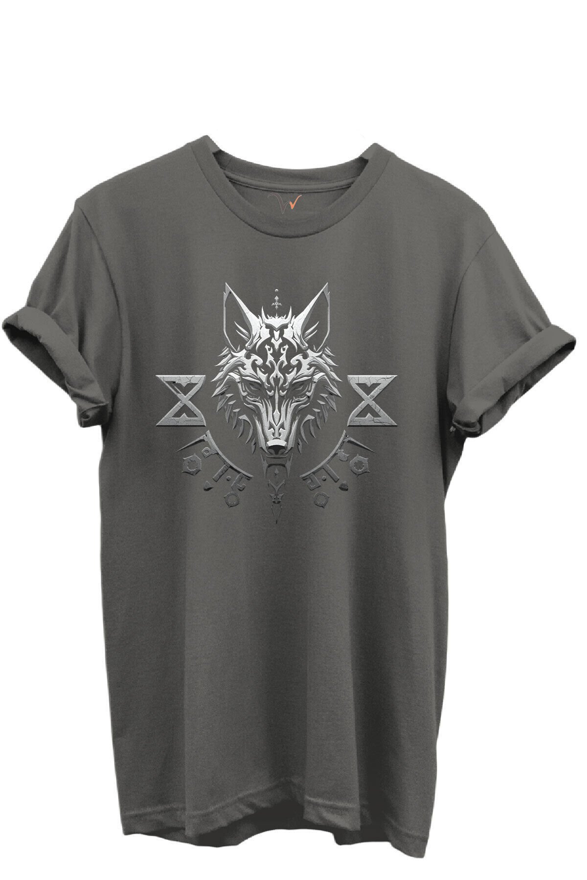 KURT ve TÜRK Özel Koleksiyon Serisi-1 Tasarım Baskılı %100 Pamuk T-shirt Antrasit Gri - 3XL