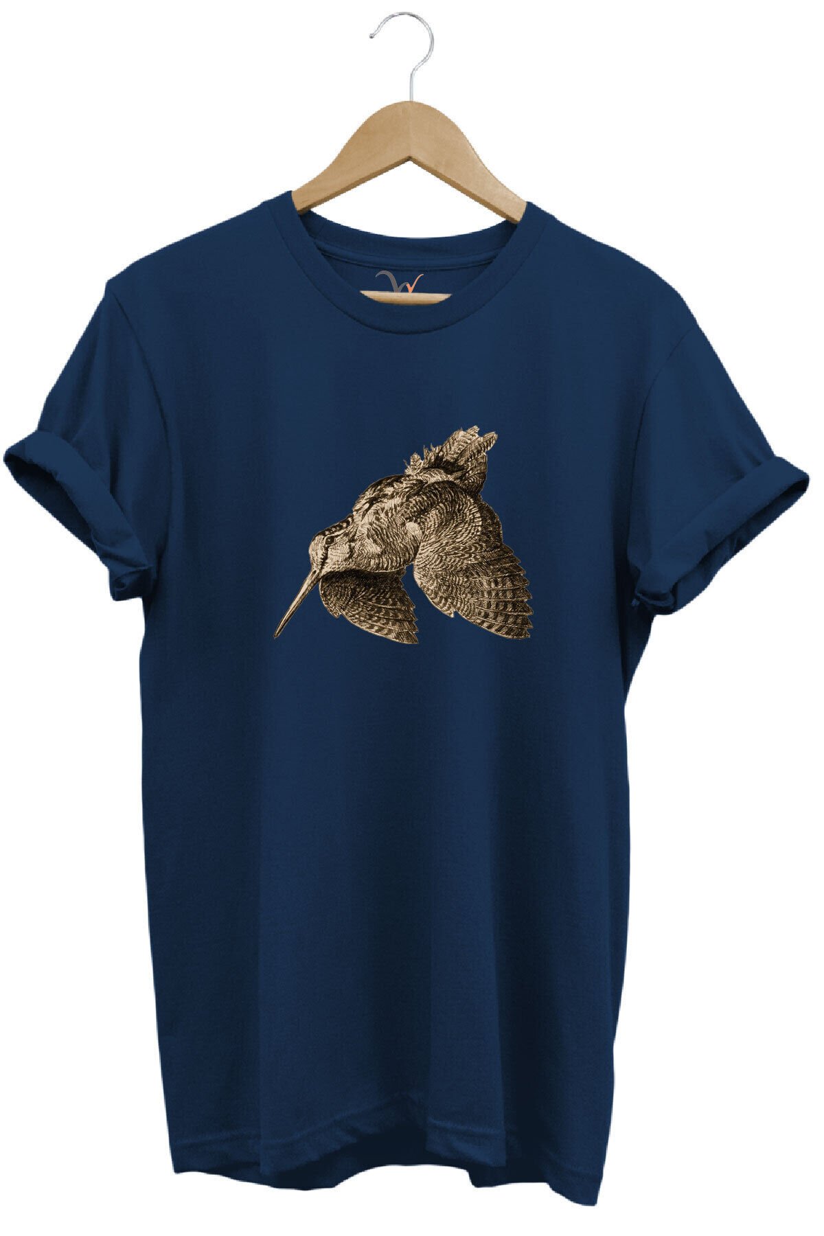 Avcılık Hunting Keklik Kuşu Baskılı %100 Pamuk Regular Fit Bisiklet Yaka T-shirt Lacivert - 4XL