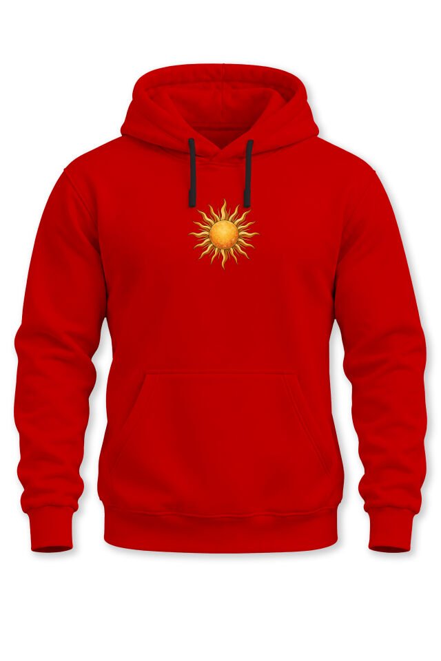 Unisex Minimal Güneş Baskılı Kapüşonlu Sweatshirt Solar Desenli Hoodie
