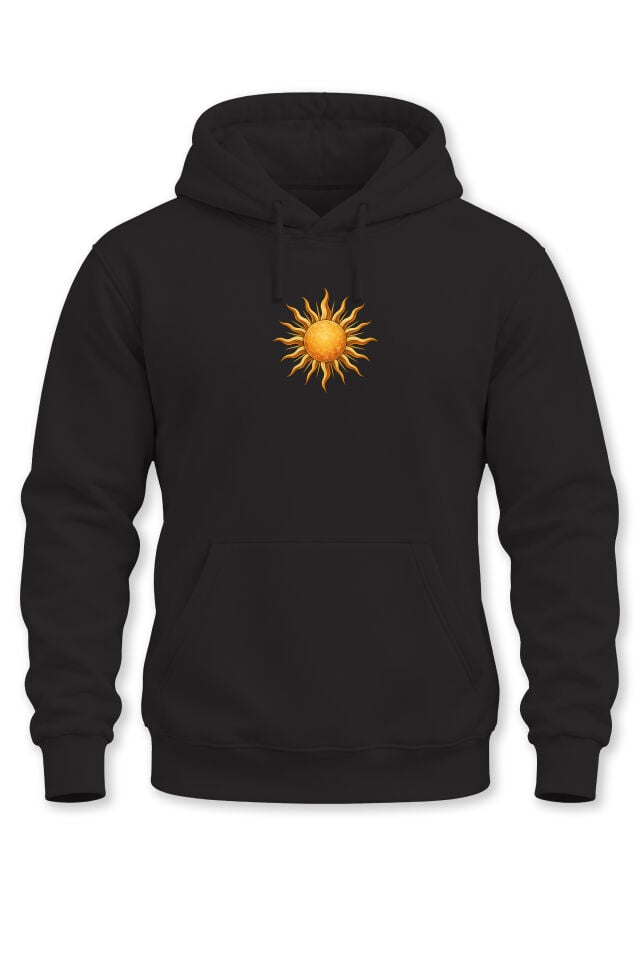 Unisex Minimal Güneş Baskılı Kapüşonlu Sweatshirt Solar Desenli Hoodie