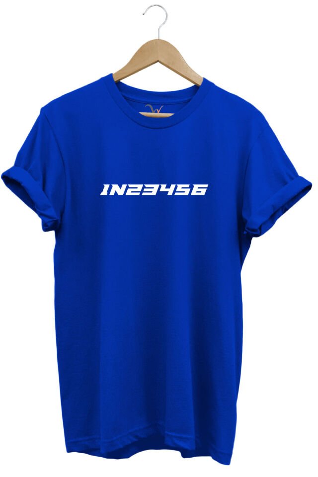 Motorsiklet Vites Geçişleri 1n23456 Şık Cool Motorcu Baskılı Regular Fit Bisiklet Yaka Beyaz T-shirt Mavi - L