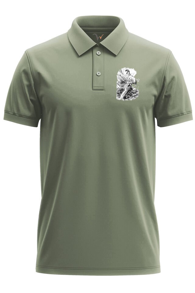 Avcılık Hunting Keklik Avcılığı Yaban Hayatı Vahşi Yaşam Baskılı Regular Fit Polo Yaka Haki T-shirt Haki - L