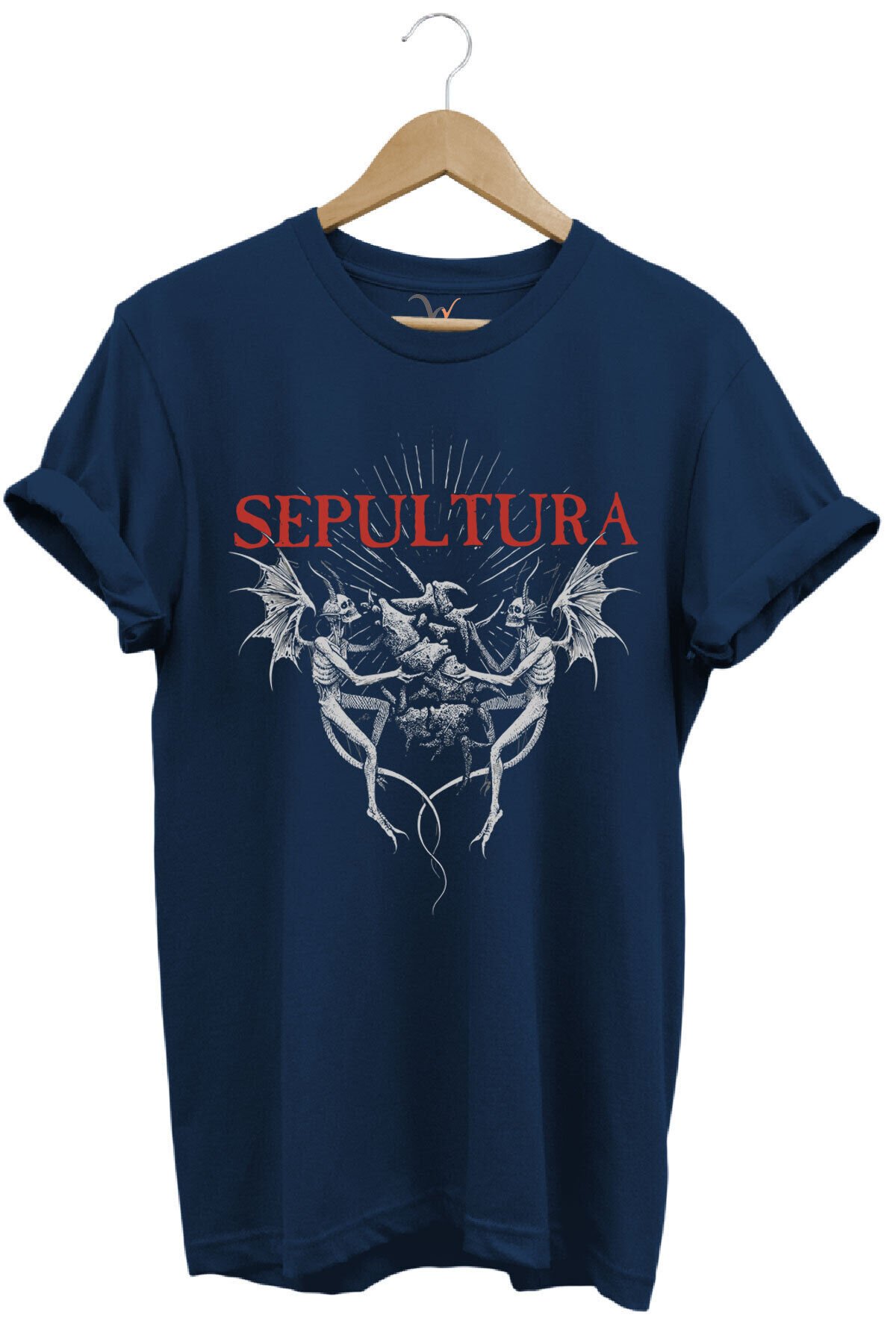 Unısex Sepultura Cavalera Metal Rock Music Brazil Müzik Baskılı %100 Pamuk Regular Fit Gri T-shirt Lacivert - M