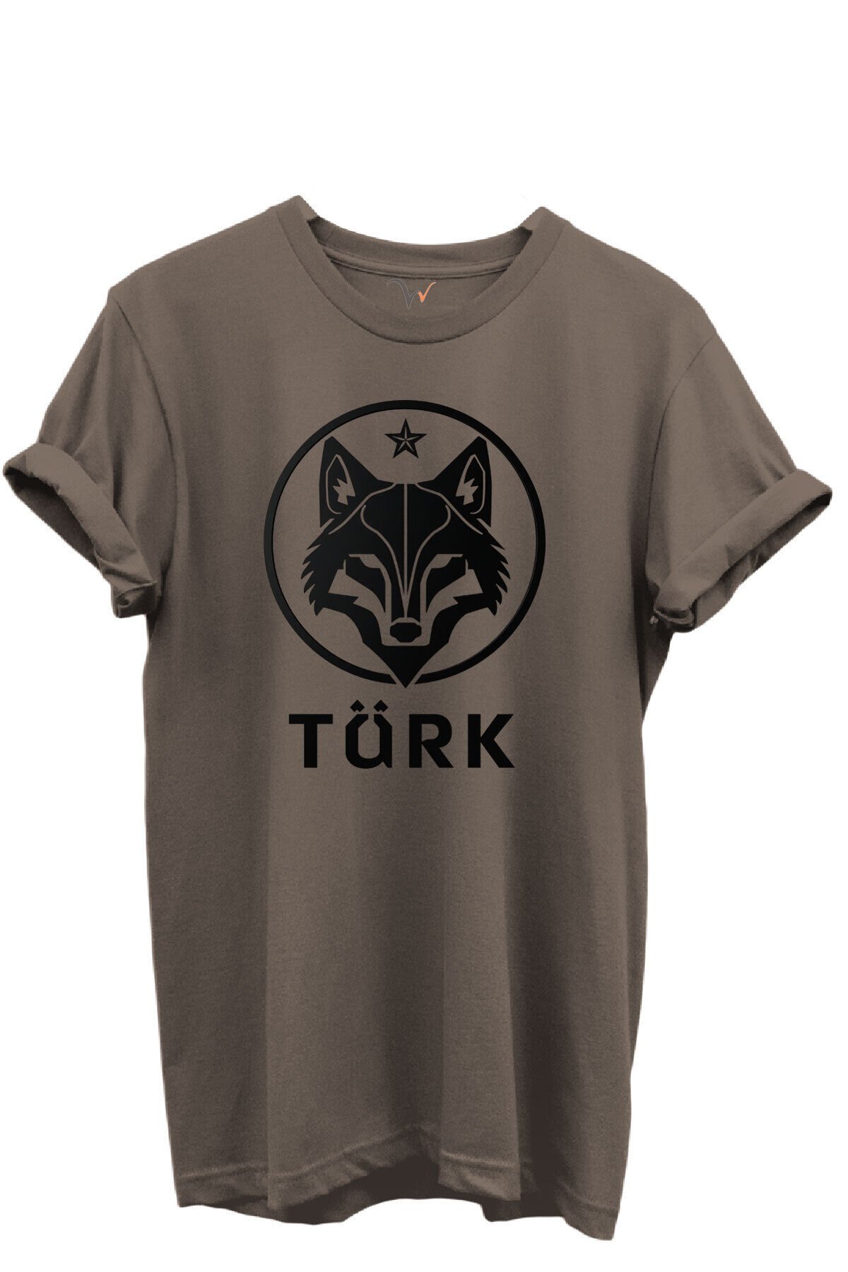 KURT ve TÜRK Özel Koleksiyon Serisi-2 Tasarım Baskılı %100 Pamuk T-shirt Kahverengi - S