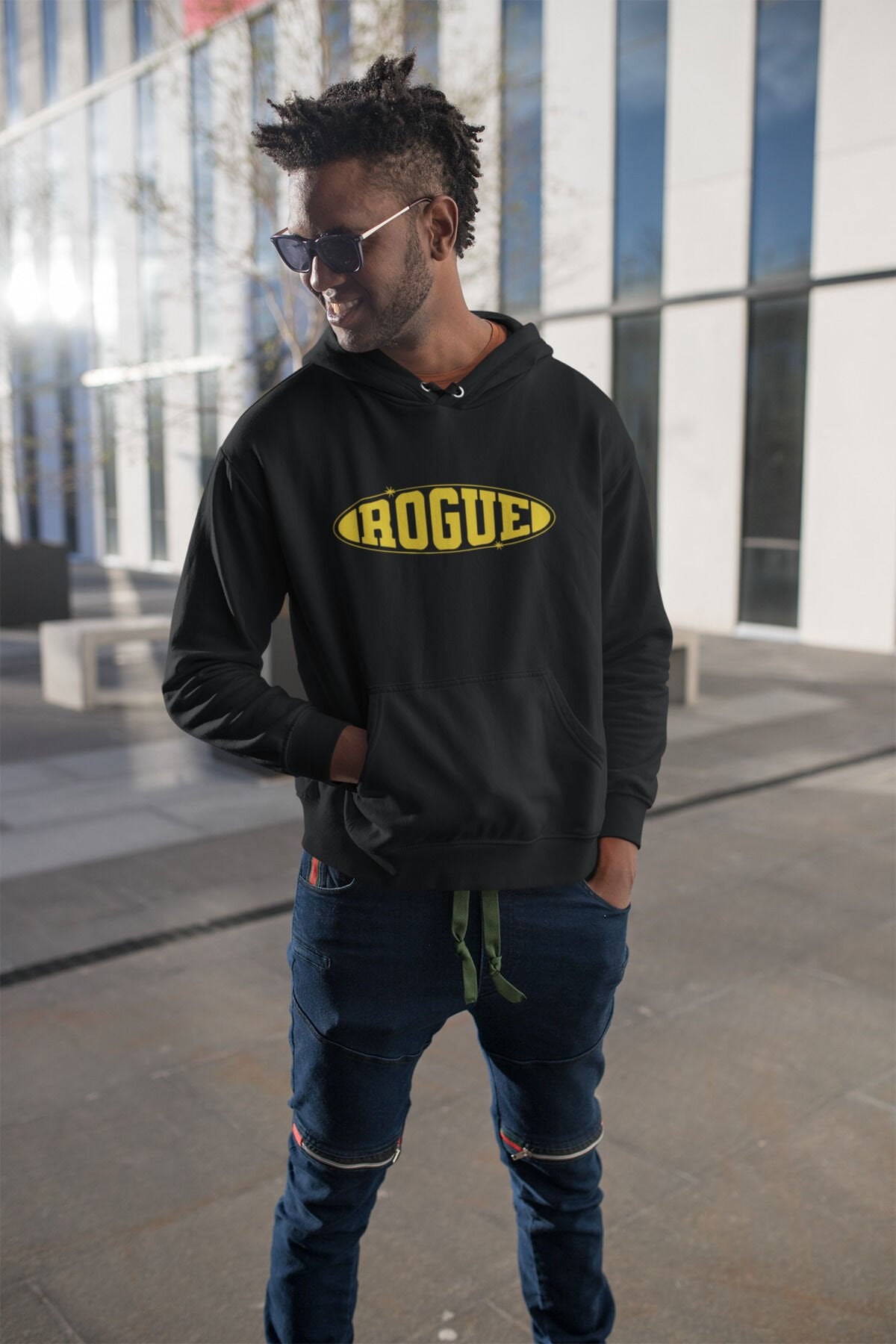Street Wear Rogue Yazı Baskılı Regular Fit %100 Pamuk Siyah Sweatshirt