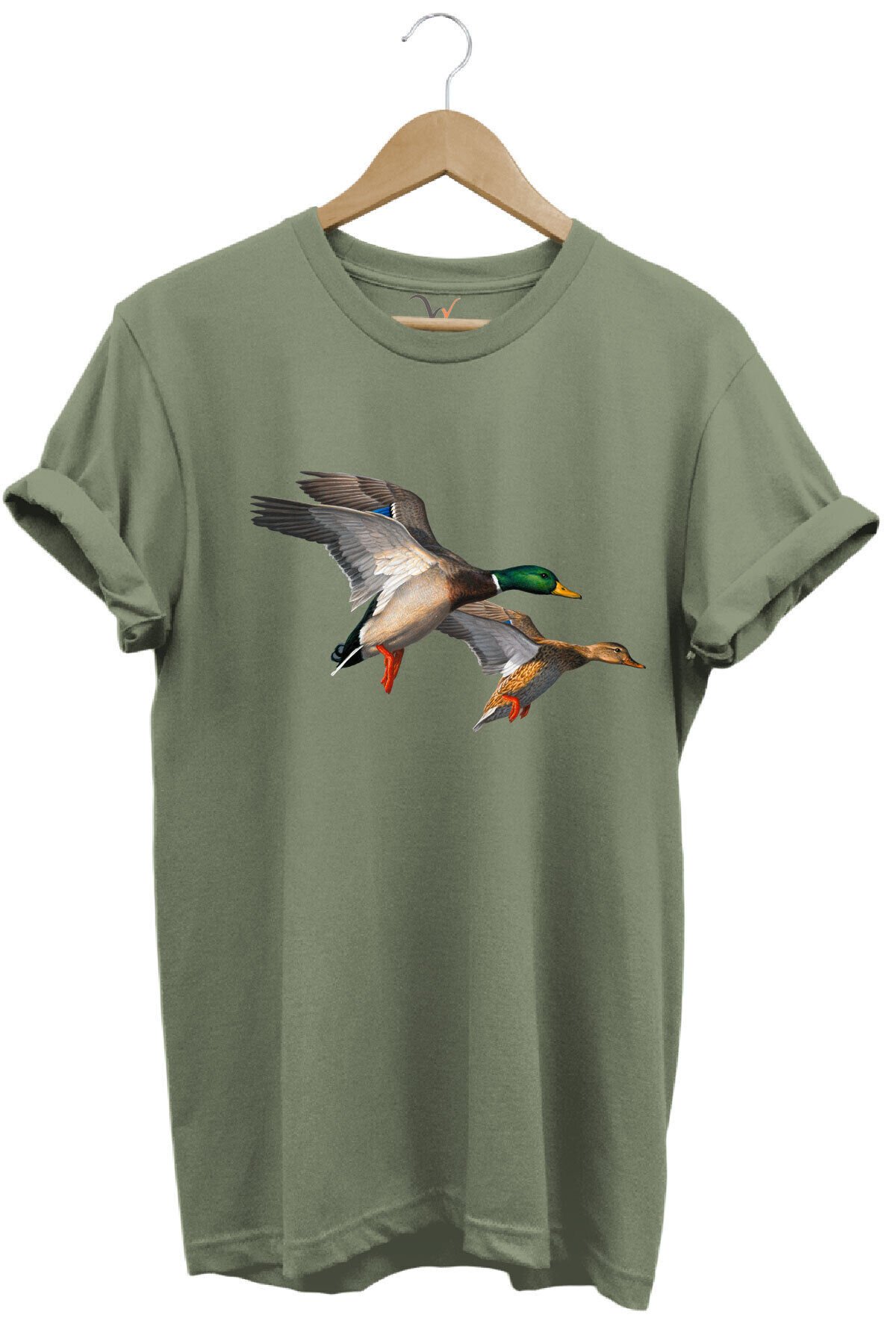 Avcılık Hunting Ördek Avı Baskılı %100 Pamuk Regular Fit T-shirt Haki - M