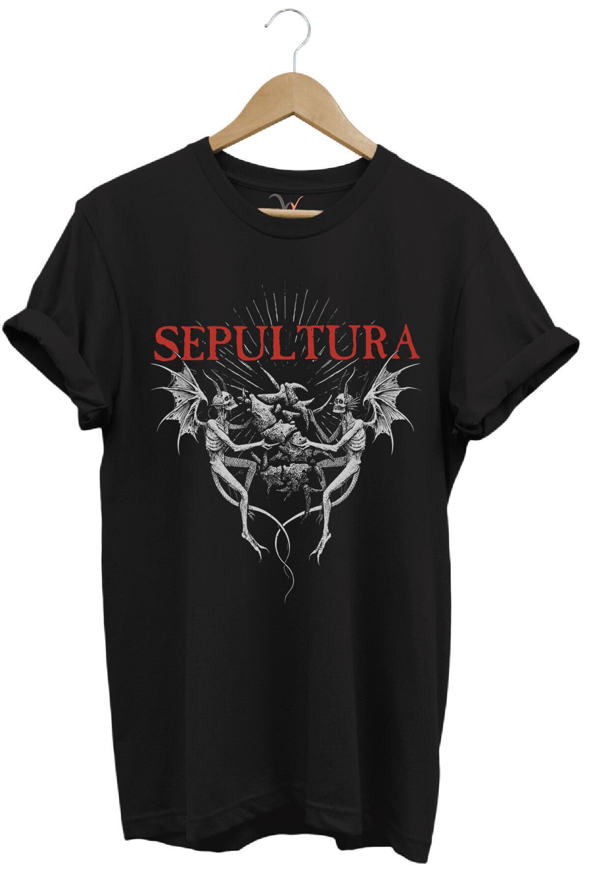 Unısex Sepultura Cavalera Metal Rock Music Brazil Müzik Baskılı %100 Pamuk Regular Fit Gri T-shirt Siyah - S