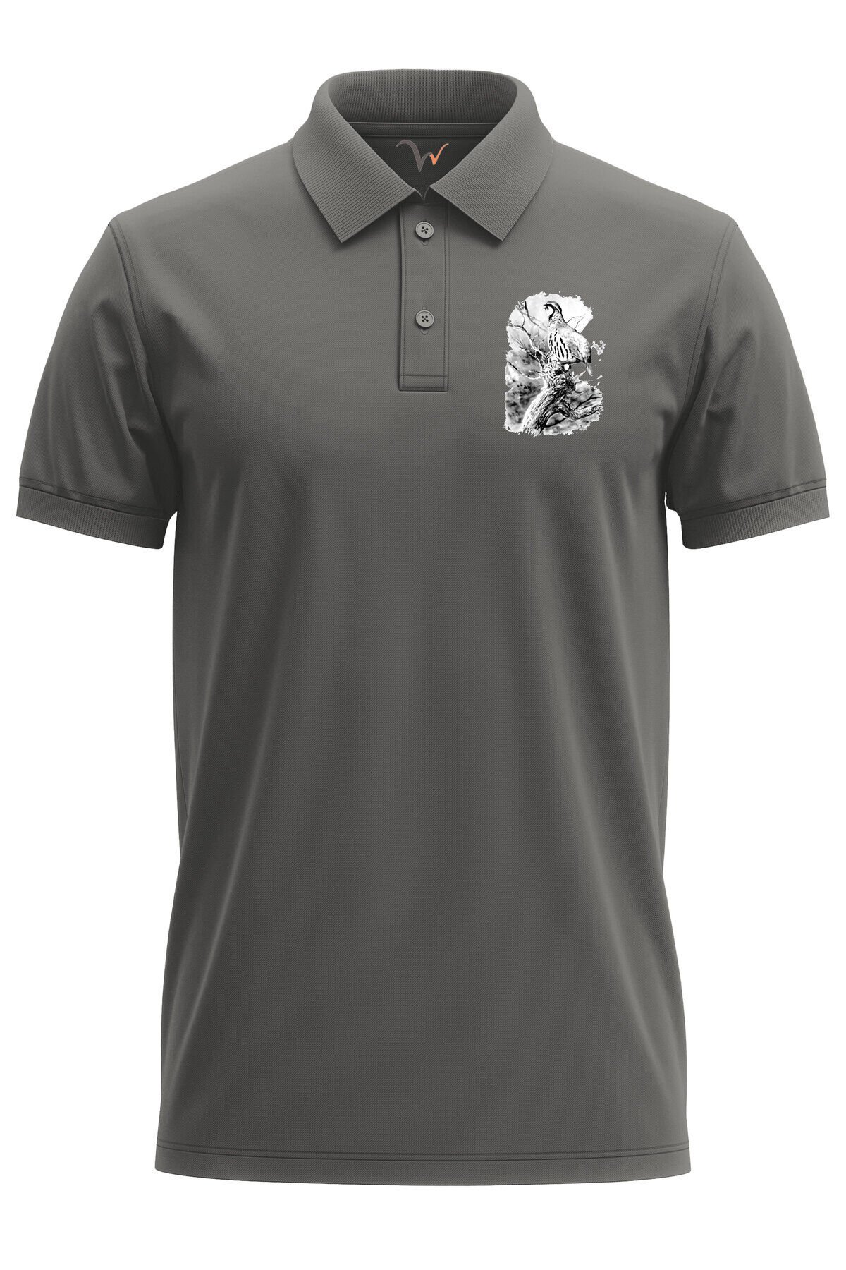 Avcılık Hunting Keklik Avcılığı Yaban Hayatı Vahşi Yaşam Baskılı Regular Fit Polo Yaka Haki T-shirt Gri - M