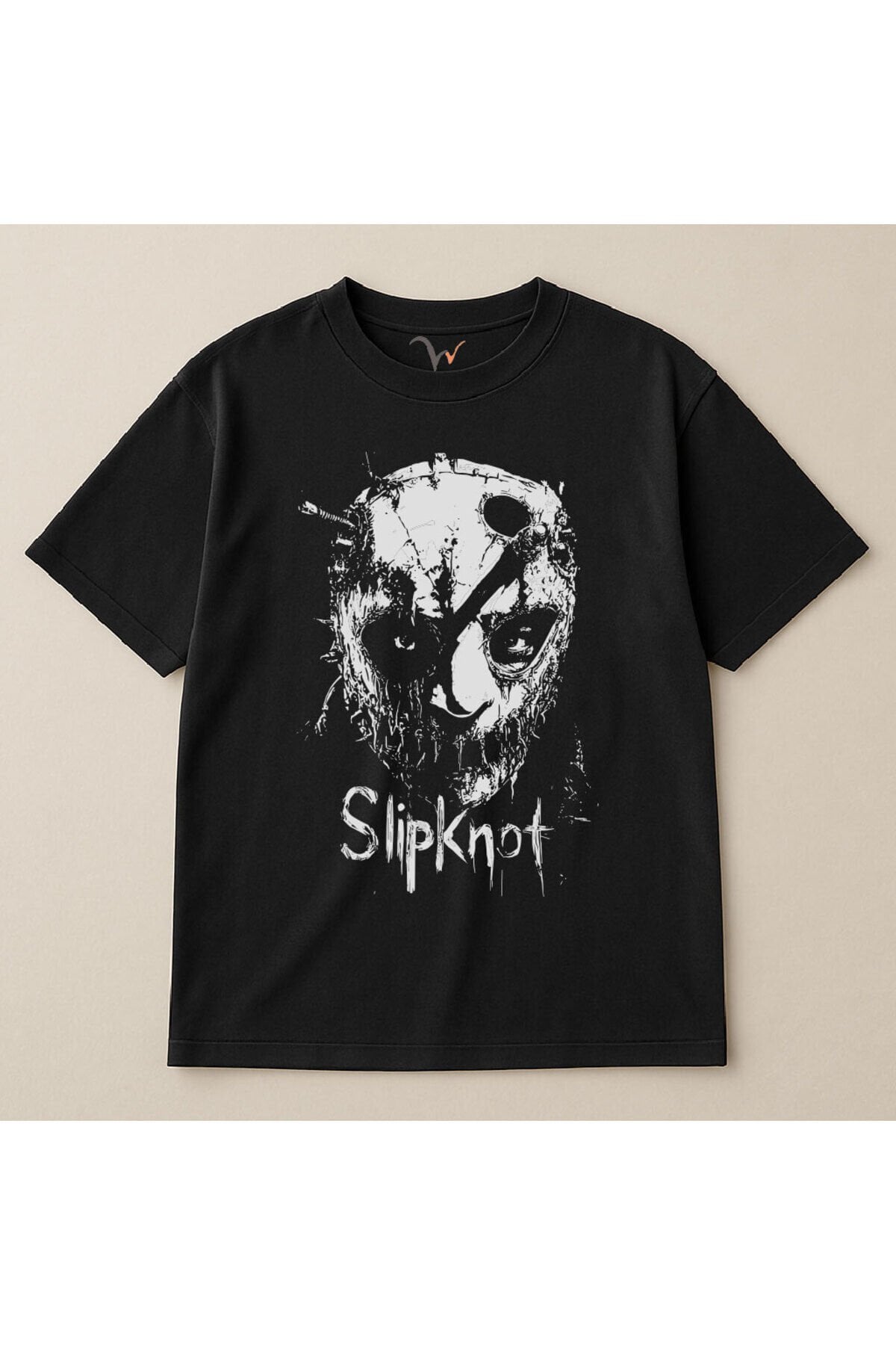 Rock Band Müzik Slipknot Maskeli Grafik Baskılı %100 Pamuk Oversize Bisiklet Yaka Unisex T-Shirt Siyah - 3XL
