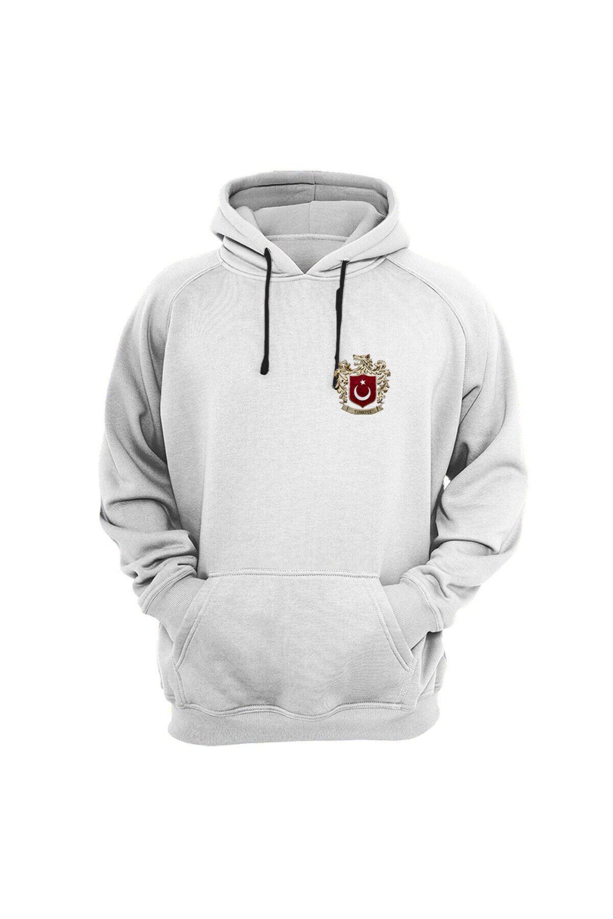 Bozkurt Sembolü TÜRKİYE TÜRK Bayrağı Kurt Baskılı %100 Pamuk Sweatshirt Beyaz - 2XL