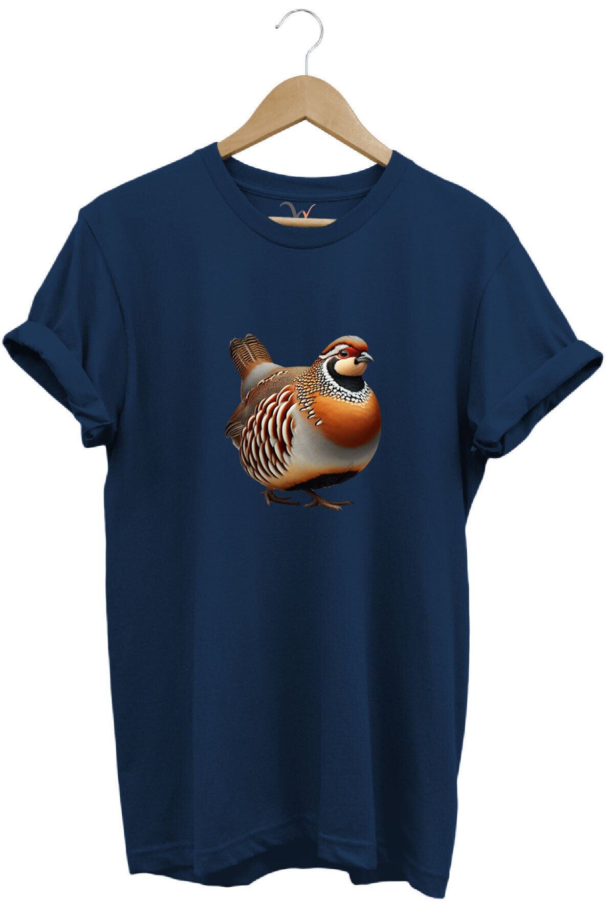 Avcılık Hunting Kınalı Keklik Baskılı Vahşi Yaşam %100 Pamuk Unisex Regular Fit T-Shirt Lacivert - L