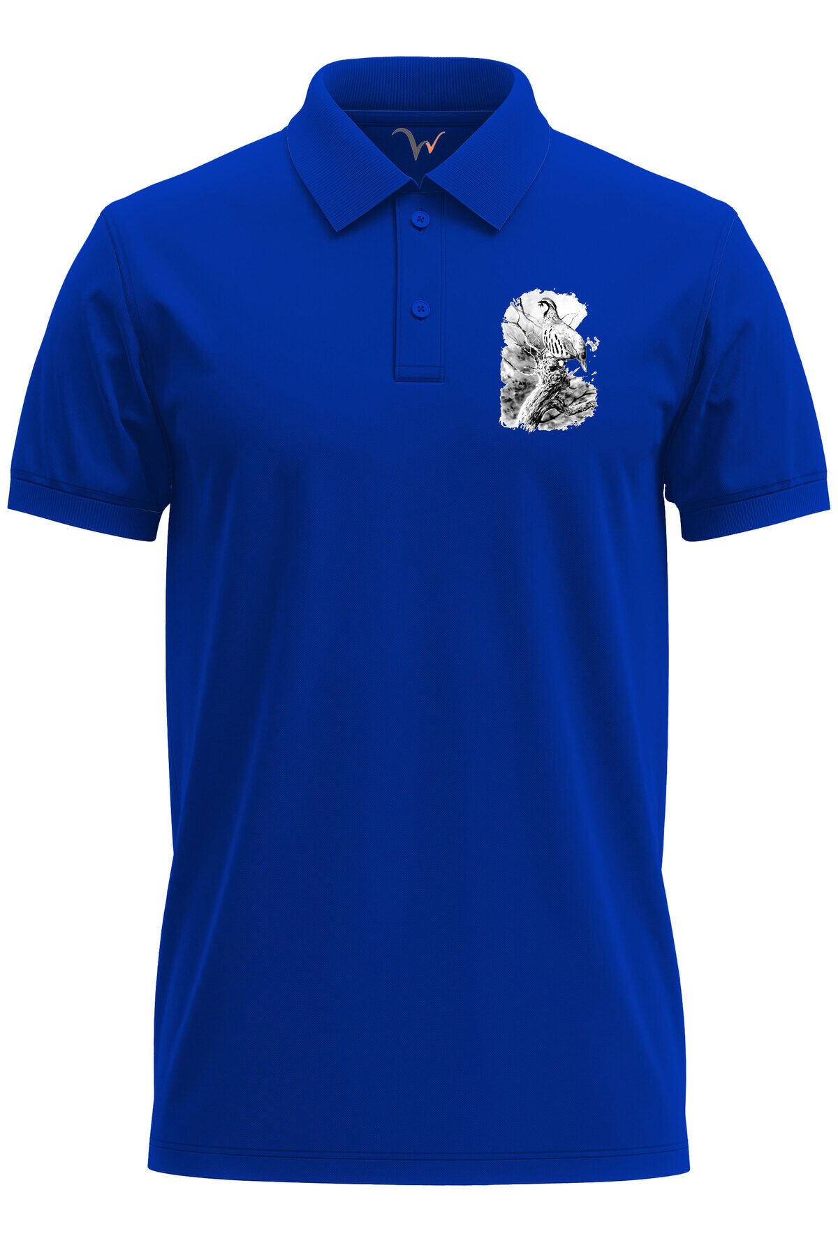 Avcılık Hunting Keklik Avcılığı Yaban Hayatı Vahşi Yaşam Baskılı Regular Fit Polo Yaka Haki T-shirt Mavi - 2XL