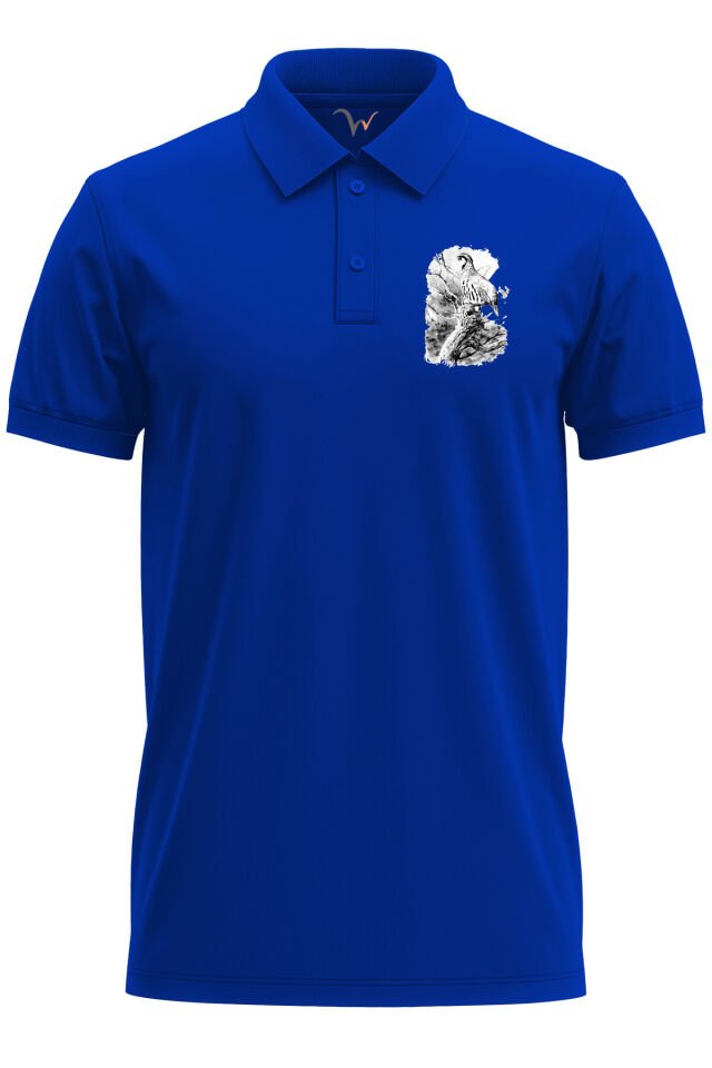 Avcılık Hunting Keklik Avcılığı Yaban Hayatı Vahşi Yaşam Baskılı Regular Fit Polo Yaka Haki T-shirt Mavi - L