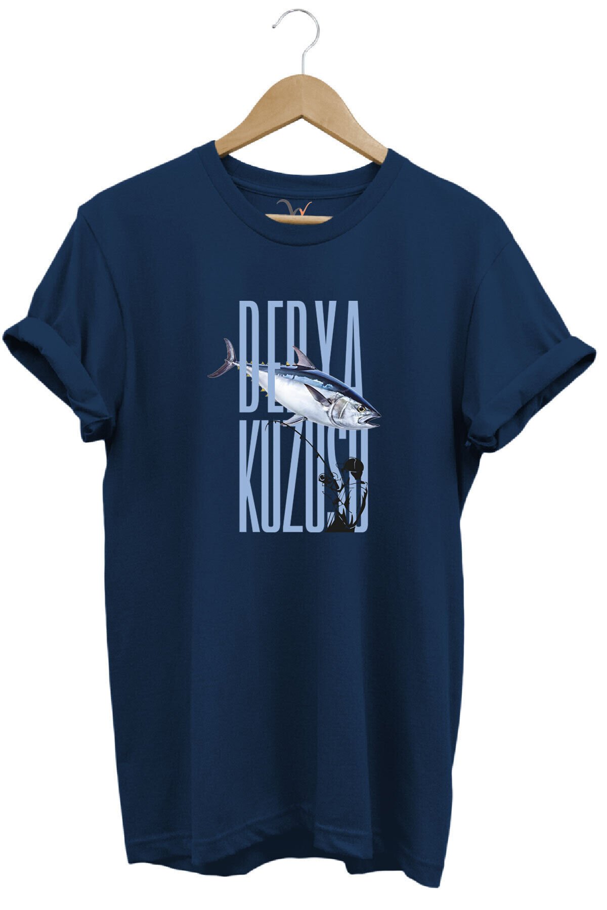 Fishing Balık Avcılığı Palamut Balığı Derya Kuzusu Tasarım Baskılı Regular Fit Bisiklet Yaka T-Shirt Lacivert - M
