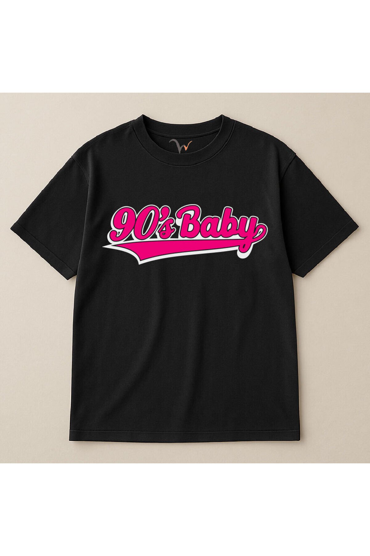 90's Baby 90'lar Çocuğu Baskılı Şık %100 Pamuk Oversize Bisiklet Yaka Unisex T-Shirt Siyah - 3XL