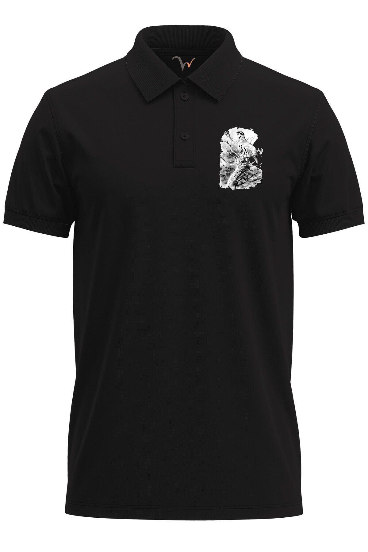 Avcılık Hunting Keklik Avcılığı Yaban Hayatı Vahşi Yaşam Baskılı Regular Fit Polo Yaka Haki T-shirt Siyah - L