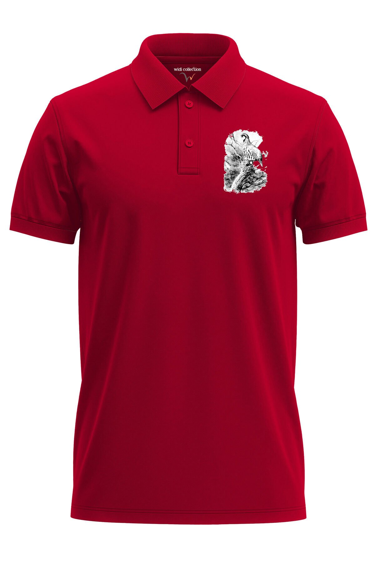 Avcılık Hunting Keklik Avcılığı Yaban Hayatı Vahşi Yaşam Baskılı Regular Fit Polo Yaka Haki T-shirt Kırmızı - XL
